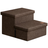 Love's cabin dog stairs assembly instruction view shows quick setup and sturdy construction.
