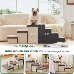 Love's cabin dog stairs with furry lids, inviting cozy climbs.