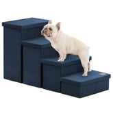 Love's cabin dog stairs navy folded design for easy storage and space saving.