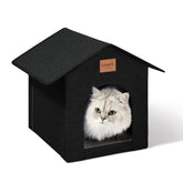 Love's cabin outdoor cat house assembly shows quick, tool-free setup for any location.