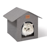 Love's cabin outdoor cat house Velcro-assembly for quick placement.