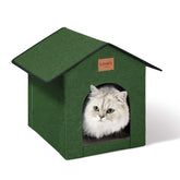 Love's cabin outdoor cat house weatherproof front view for winter warmth.
