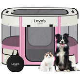 Love's cabin pet playpen folded compact for easy travel and storage