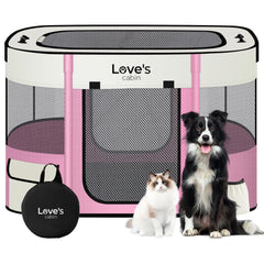 Love's cabin pet playpen folded compact for easy travel and storage