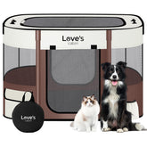 Love's cabin puppy playpen foldable assembly for quick setup during travel.