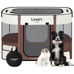 Love's cabin puppy playpen foldable assembly for quick setup during travel.