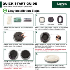 Love's cabin round-donut-bed washable cover makes cleaning quick.