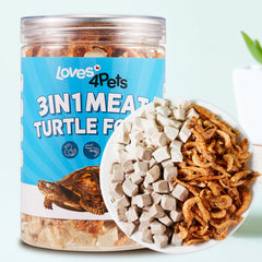 Loves4Pets turtle food freeze-dried chicken-duck-krill cubes for quick protein bites