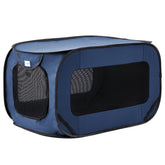 Love's cabin 36in portable dog bed front view, navy fabric for cozy travel naps.