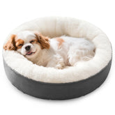 Love's cabin round donut bed outer view demonstrates cozy cocoon design for small and medium pets