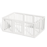 LoveTail Clear Dog Play Pen with door open for easy access during play.