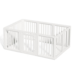LoveTail Clear Dog Play Pen with door open for easy access during play.