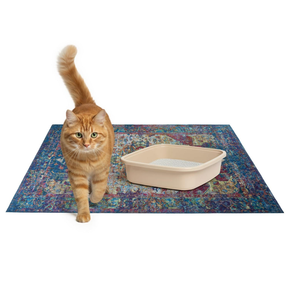 Lovewag Cat Litter Mat 2 Pack front view Bohemian Jewel highlighting wide coverage.