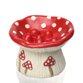 LOVINFURBABY ceramic cat slow feeder mushroom-red slows meals for calmer dining