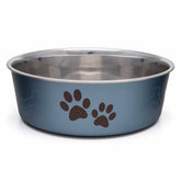 Loving Pets Bella Bowl Blueberry front view highlights spill-proof stability for mess-free meals.