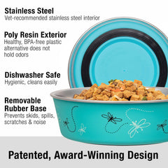 Loving Pets Bella Bowl poly-resin exterior adds stylish home appeal