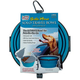 Loving Pets Bella Roma collapsible blue bowl for compact travel storage.