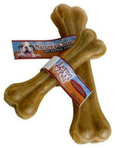 Loving Pets DLV4708 rawhide bone close-up, durable 8-1/2 inch chew for dogs