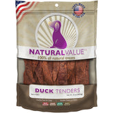 Loving Pets Natural Value duck tenders packaging US-made, tasty soft chews ideal for training rewards.