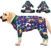 LovinPet big dog outfits blue print front view showing cozy warmth for all-day comfort.