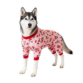 LovinPet big dog pajamas Pitbull strawberry pink print cozy, stylish sleepwear for playtime.