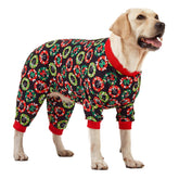 LovinPet Christmas onesie on pitbull provides cozy warmth and festive style.