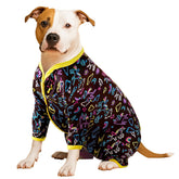 LovinPet unicorn blue dog pajamas front view showing comfortable stretch knit for easy movement