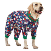 LovinPet large dog Christmas pajamas front view for warm, comfortable fit.