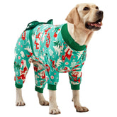 LovinPet large-dog pajamas aqua front view for a cozy, festive fit