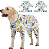 LovinPet large dog pajamas with dinosaur print protecting skin during recovery