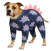 LovinPet large dog pajamas four-leg onesie front view for anxiety relief and calm comfort.