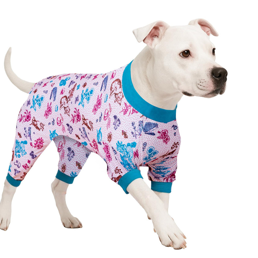 LovinPet large dogs pajamas garden print on dog for post-surgery comfort