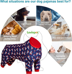 LovinPet navy unicorns print dog pajamas—a cute design for lounging or party wear