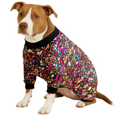 LovinPet pit bull 2XL front view pajama offering secure, comfortable coverage.