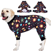 LovinPet Pitbull Jammies in interstellar black print protect knees with comfy fit.