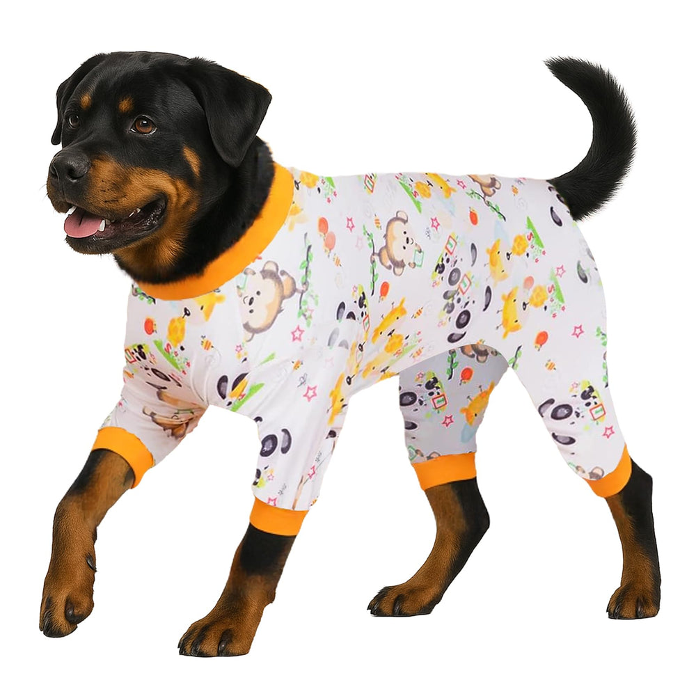 LovinPet Pitbull Mix Pajamas on a dog provide cozy daily wear and gentle recovery support.