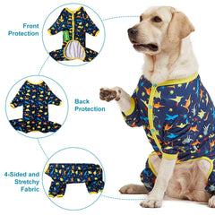 LovinPet pullover pajama back coverage provides full-body protection during messy days.