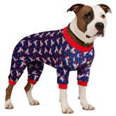 LovinPet recovery bodysuit for large dogs with navy unicorns—soft stretchy fabric for easy wearing