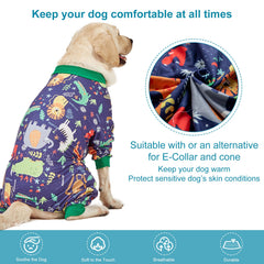 LovinPet recovery suit dog pajamas side view with easy-on design for recovery comfort.