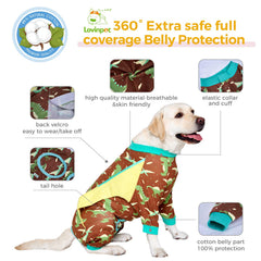 LovinPet recovery suit easy-to-wear design keeps dogs comfortable.