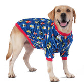LovinPet sweater for Pitbulls blue xl front view highlighting cozy warmth and roomy chest.