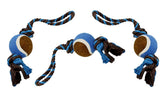 LOVINPUP dog rope toy with tennis ball in blue supports interactive play and durability.