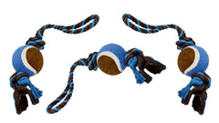 LOVINPUP dog rope toy with tennis ball in blue supports interactive play and durability.