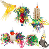 lovyoCoCo-foraging-toy-parakeet-hanging enhances cage enrichment during playtime.
