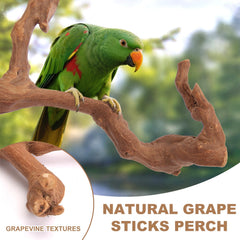 lovyoCoCo parrot perch knobbly peppercorn wood provides secure grip and exercise.