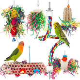 lovyoCoCo Juguetes de forrajeo con papel crujiente para aves, estimulan exploración y juego seguro.