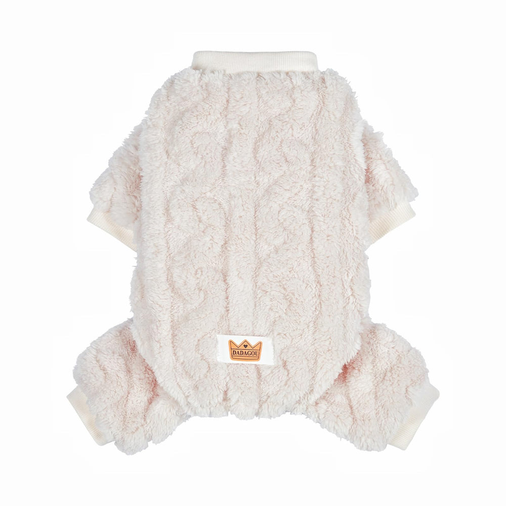 Loyanyy plush dog pajamas in white large full-body view showing warm coverage