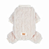 Loyanyy plush dog pajamas in white large full-body view showing warm coverage