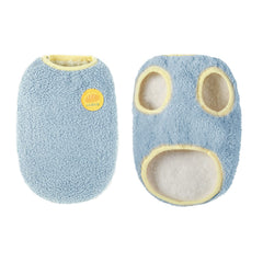Loyanyy Warm Plush Dog Vest blue front view offers lightweight warmth for small dogs on cold walks.