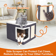 Loyareal cat house scratch pad on side to channel scratching away from furniture.